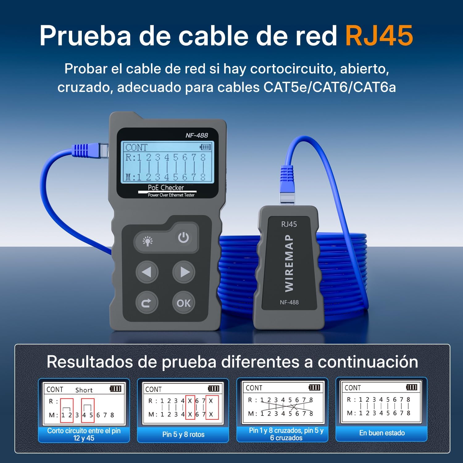 Thumbnail 3 de Mcbazel Probador RJ45 con LCD y POE