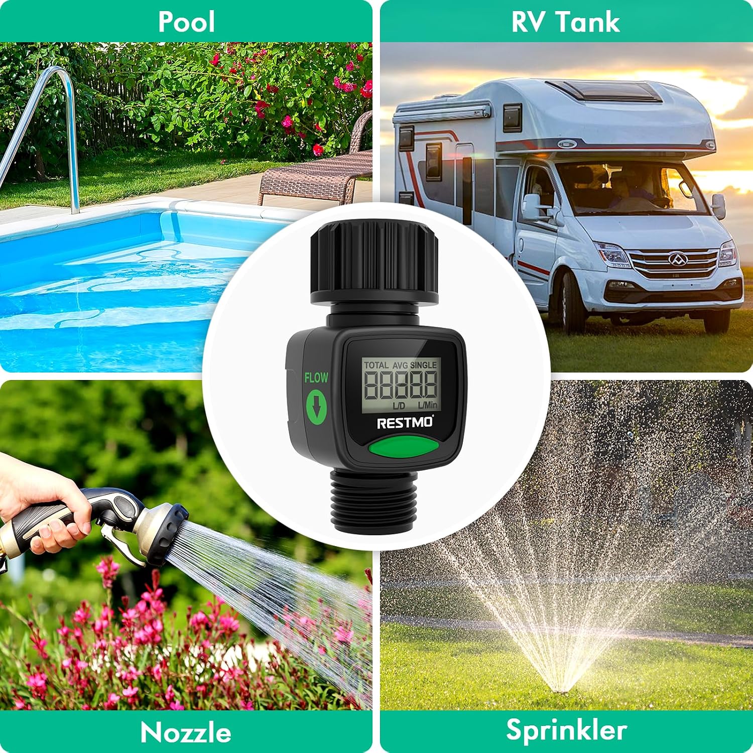 Thumbnail 6 de RESTMO O-WM-4-BK Water Flow Meter with LCD and 4 Measurement Modes