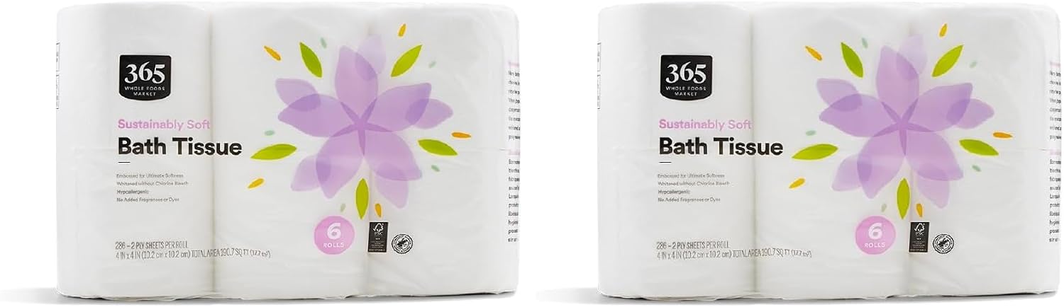 Thumbnail 2 de 365 by Whole Foods Market Sustainably Soft Bath Tissue – 6 Count, 286 Sheets per Roll