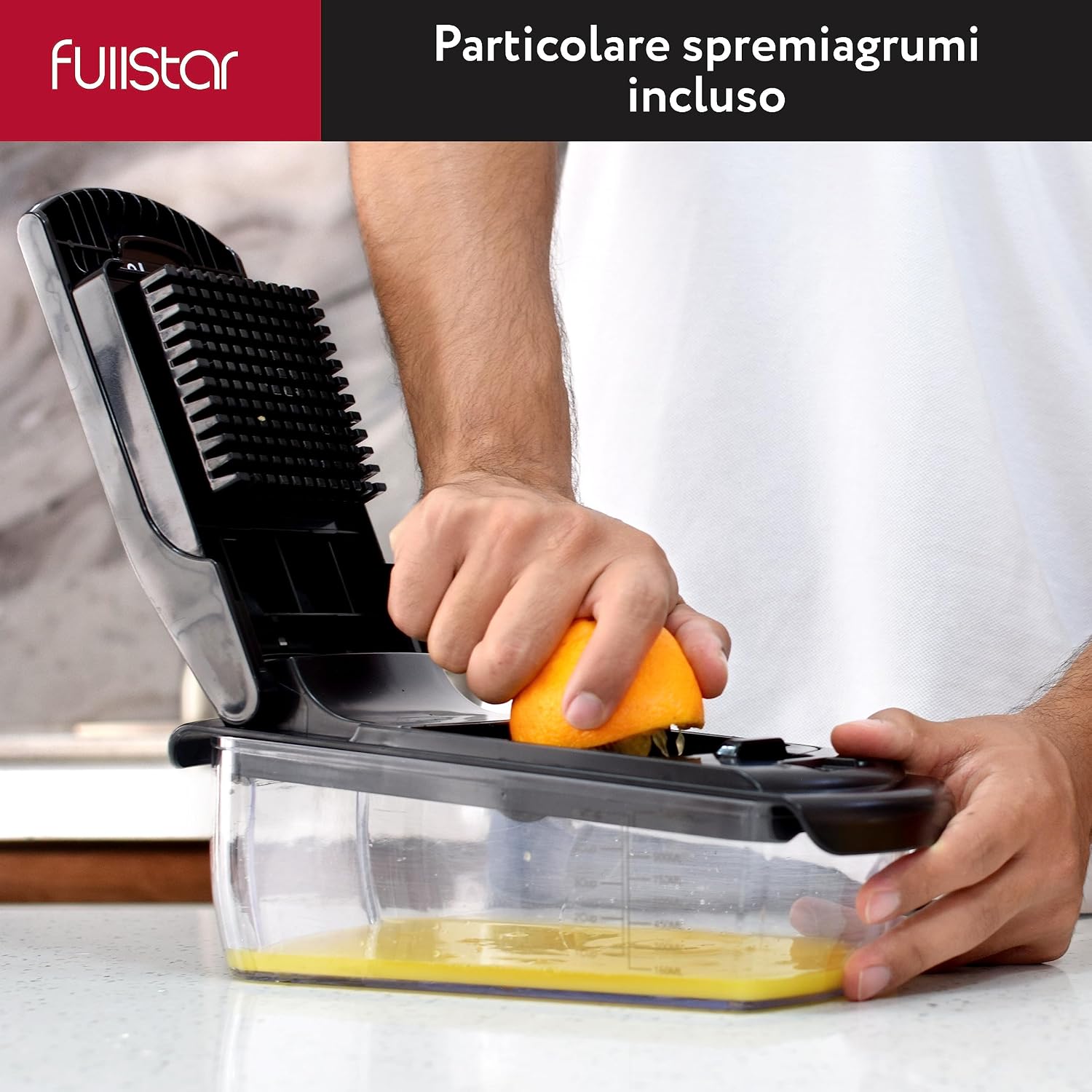Detalle de Fullstar Taglia Verdure e Spiralizzatore 9-in-1 in Inox Nero – Tagliaverdure e Tritatutto Multifunzione