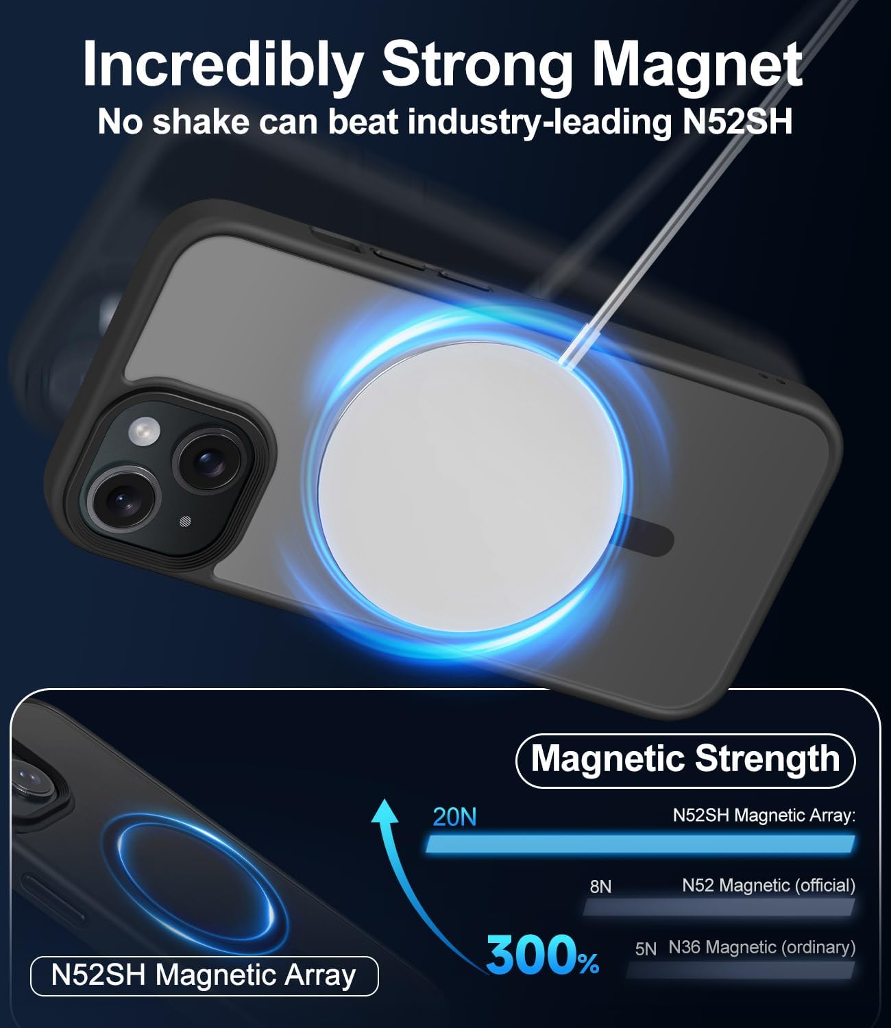 Detalle de Mootobo iPhone 15 Case (4-in-1) with Strong Magnetic MagSafe + Screen & Lens Protectors, Black