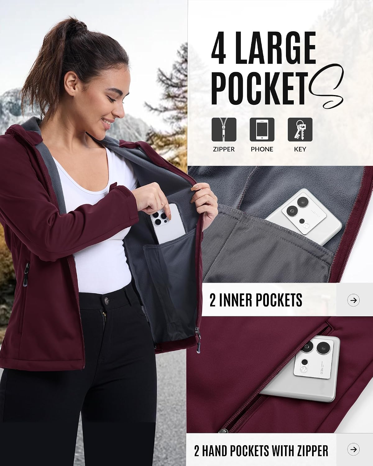 Detalle 2 de 33,000ft Damen-Softshelljacke 8.000 mm wasserdicht