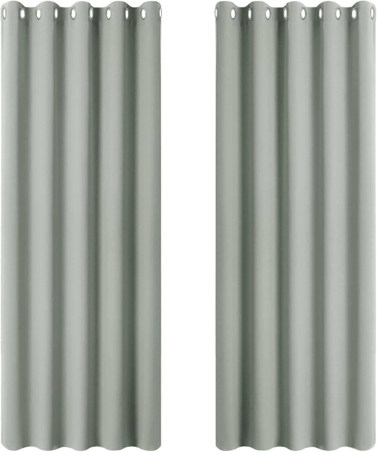 Detalle de PONY DANCE Sage Green Thermal Blackout Curtains (Eyelet) – 2 Panels, Ready to Hang