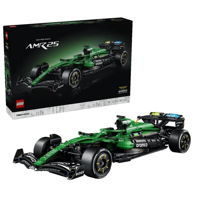 Detalle de LEGO Technic Coche de F1 Aston Martin Aramco AMR25 42240 — 1547 piezas, 1:8