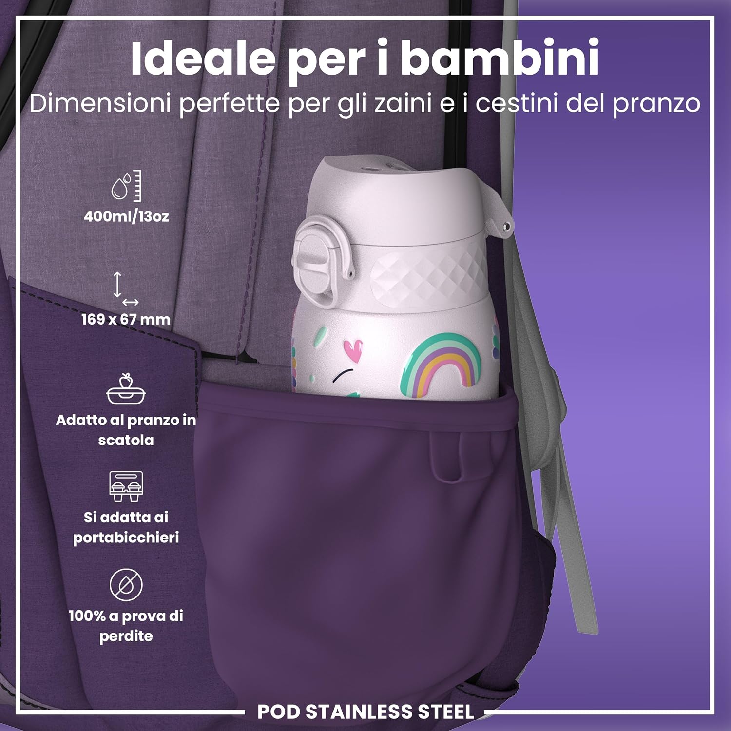 Thumbnail 1 de Ion8 Borraccia 400ml Unicorni Rosa