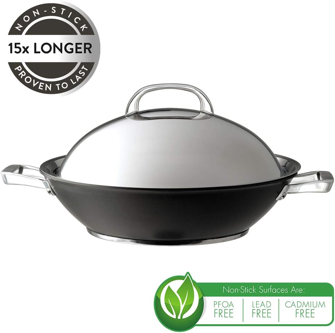 Thumbnail 1 de Circulon Infinite Induction Wok Non Stick 36cm with Stainless Steel Lid (Black)