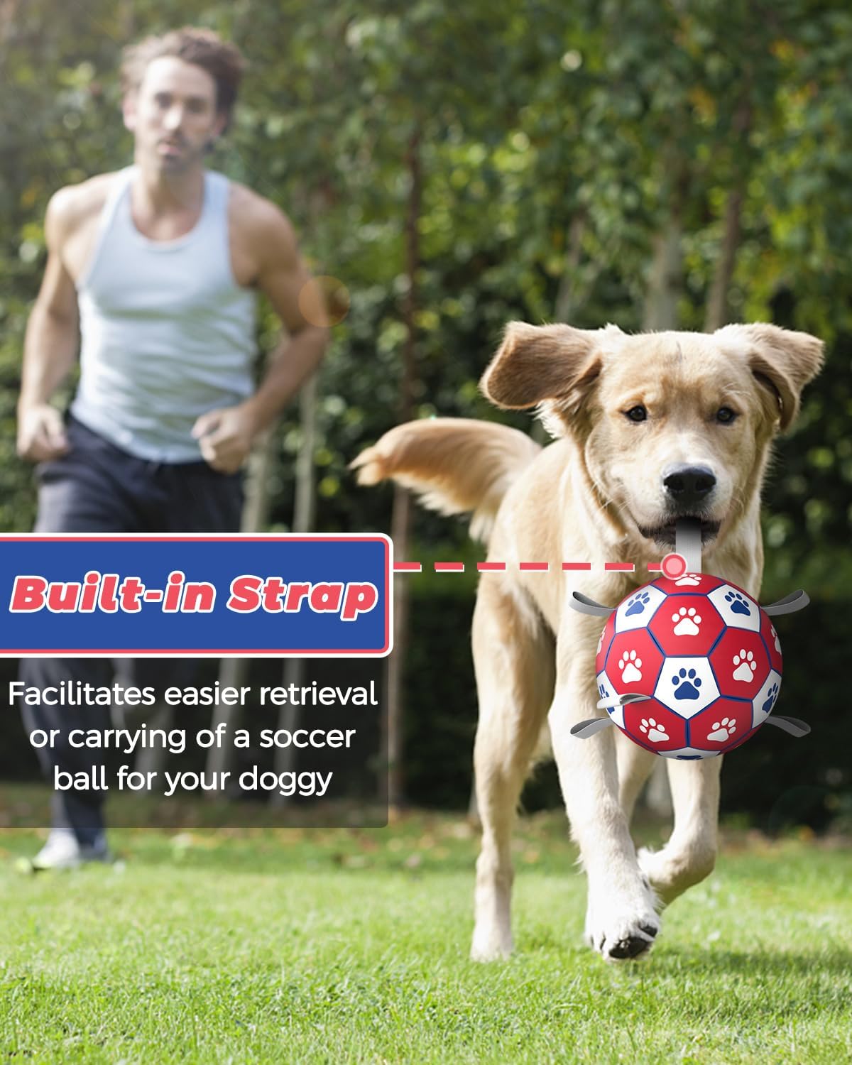 Thumbnail 1 de HETOO Dog Soccer Ball (Red/White) – interactive, floating ball for small to medium dogs