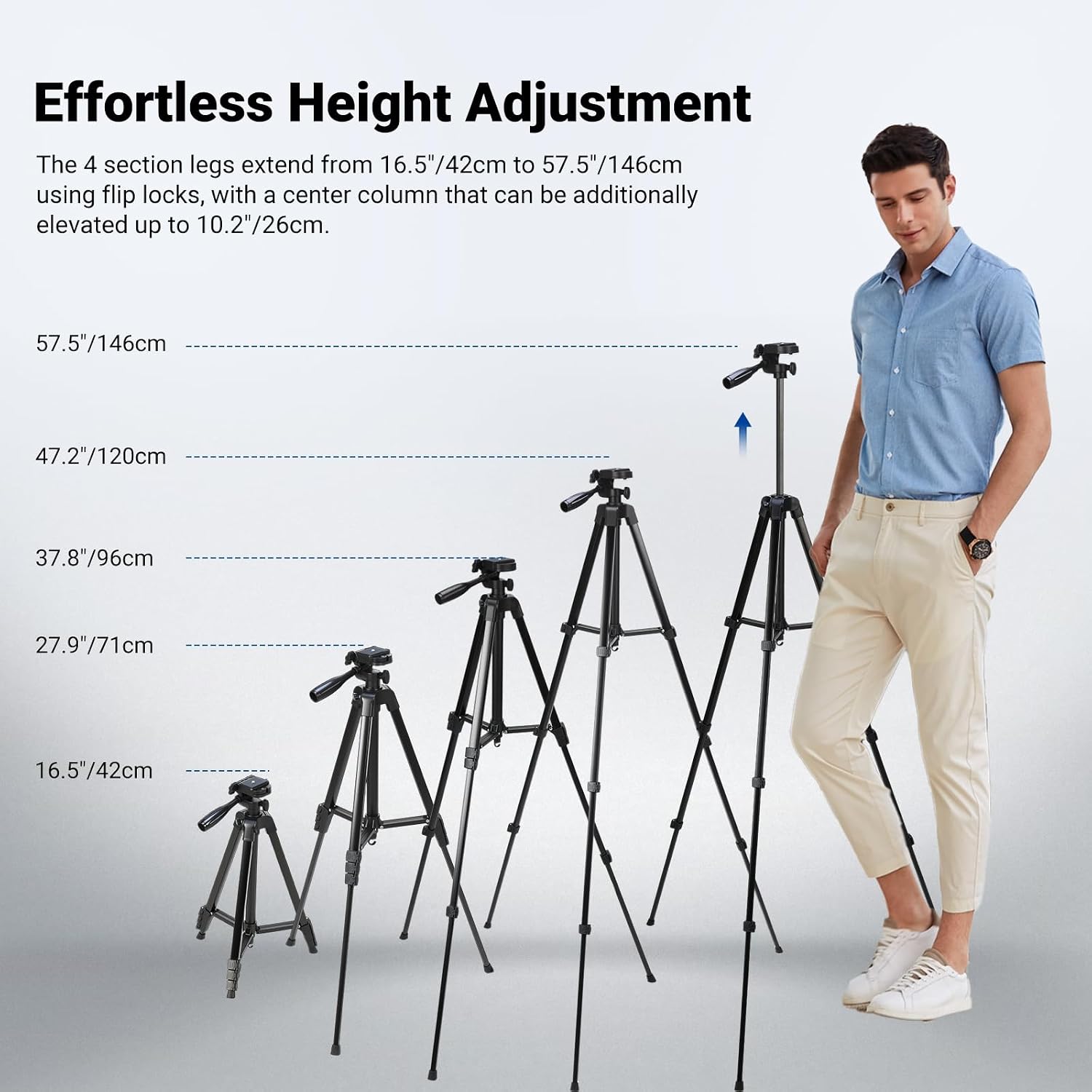 Detalle de NEEWER Entry Level Version 57.5"/146cm Tripod for Camera and Phone