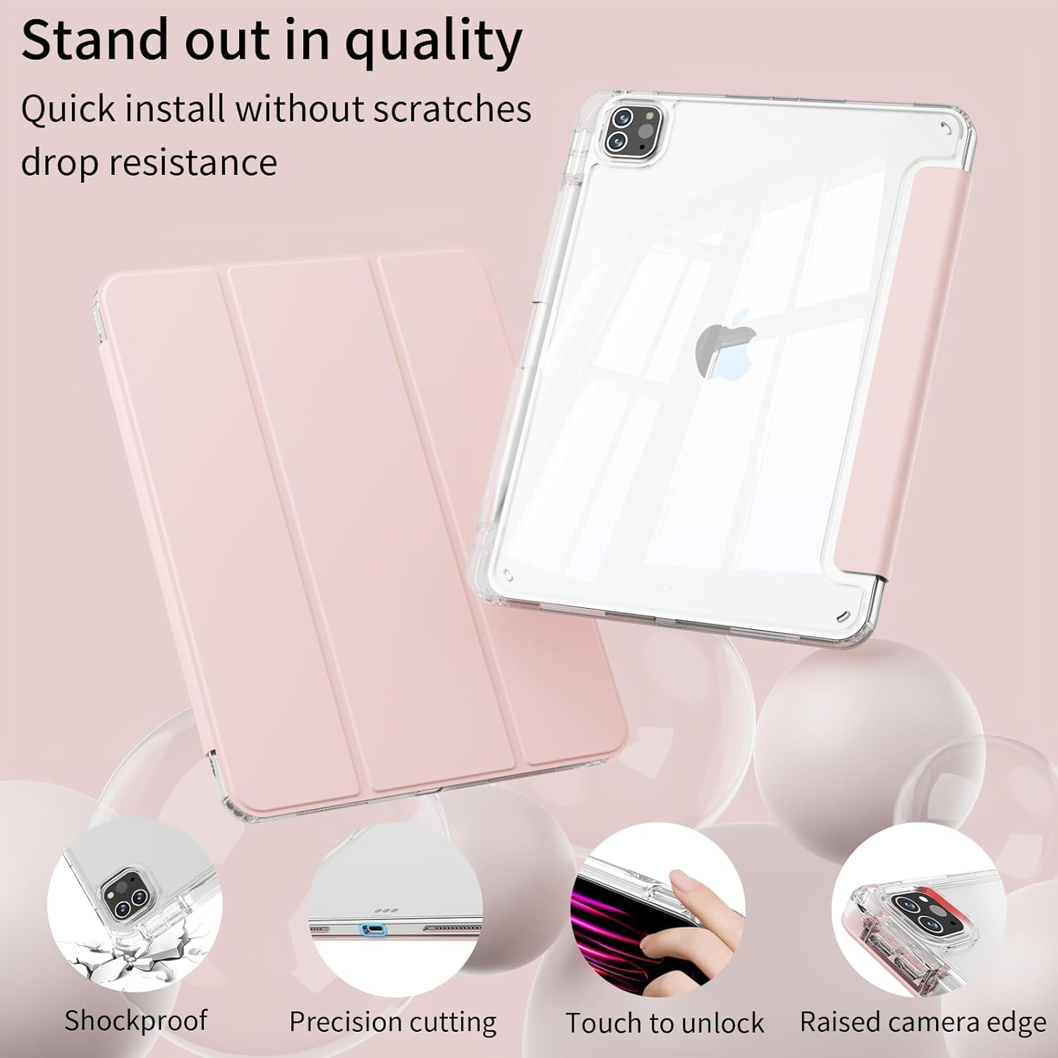 Thumbnail 3 de KTGGHG Clear Case for iPad Air 13 Inch M4/M3/M2 & iPad Pro 12.9 Inch 6th/5th Gen – Pink
