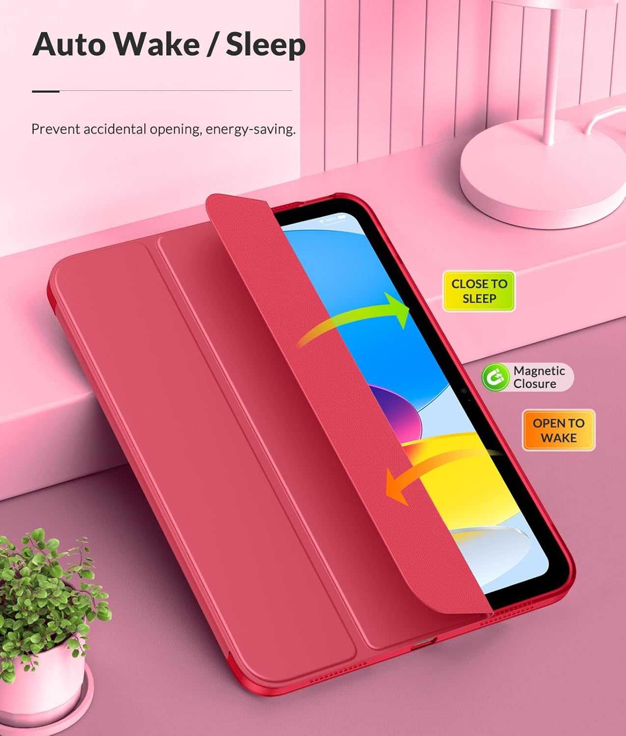 Thumbnail 6 de MoKo Hülle für iPad (A16) 11. Generation 11 Zoll & iPad 10. Generation 10 Zoll (Magenta)