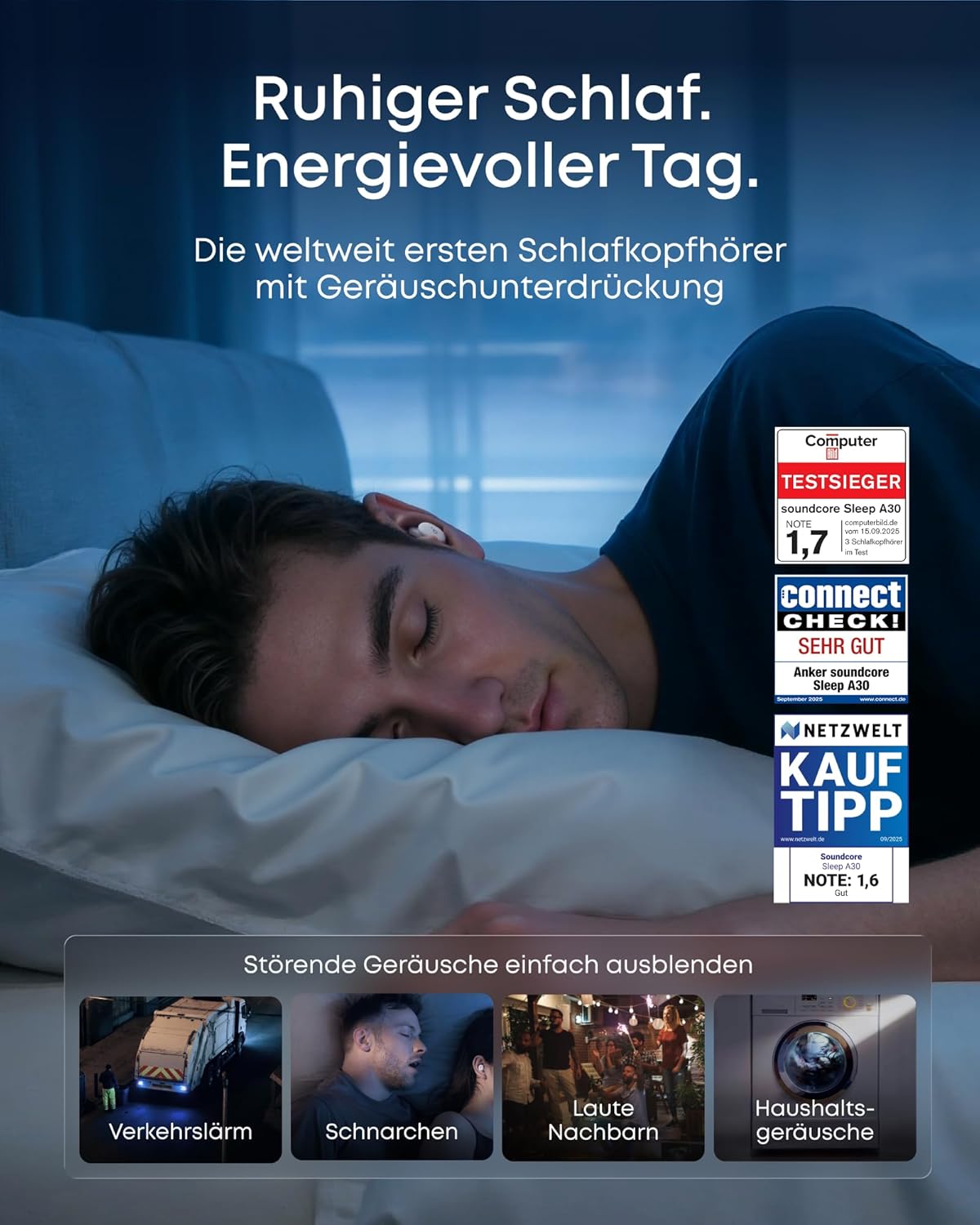 Thumbnail 2 de Soundcore Sleep A30 von Anker – Schlafkopfhörer mit adaptiver Schnarchmaskierung