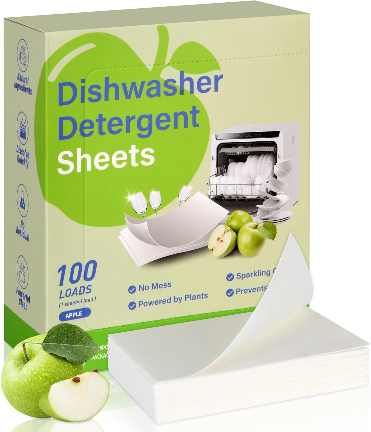 Detalle de AOOWU 5449503 Dishwasher Sheets, 100 Pack with Protease Enzymes