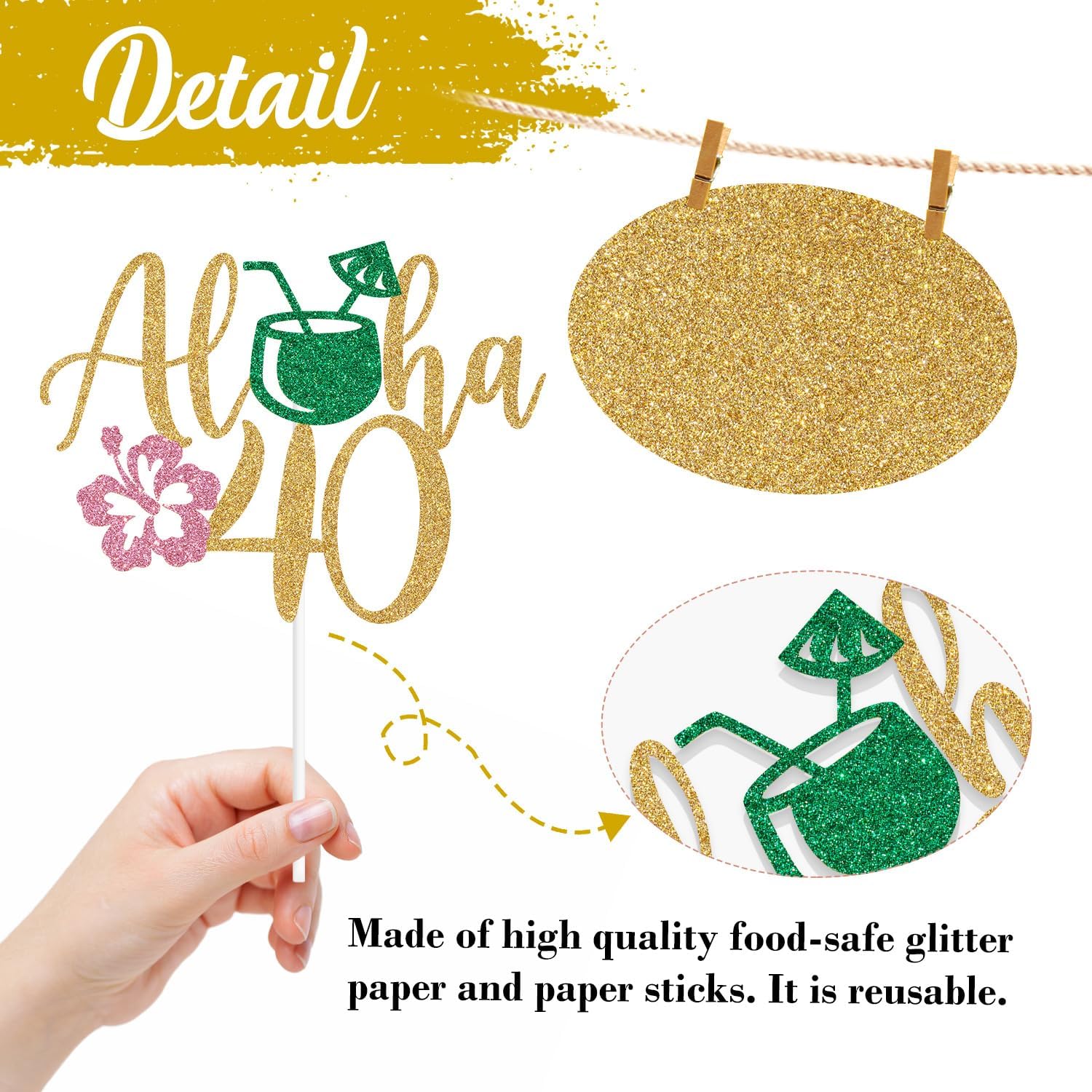 Thumbnail 1 de Aloha 40th Birthday Cake Topper