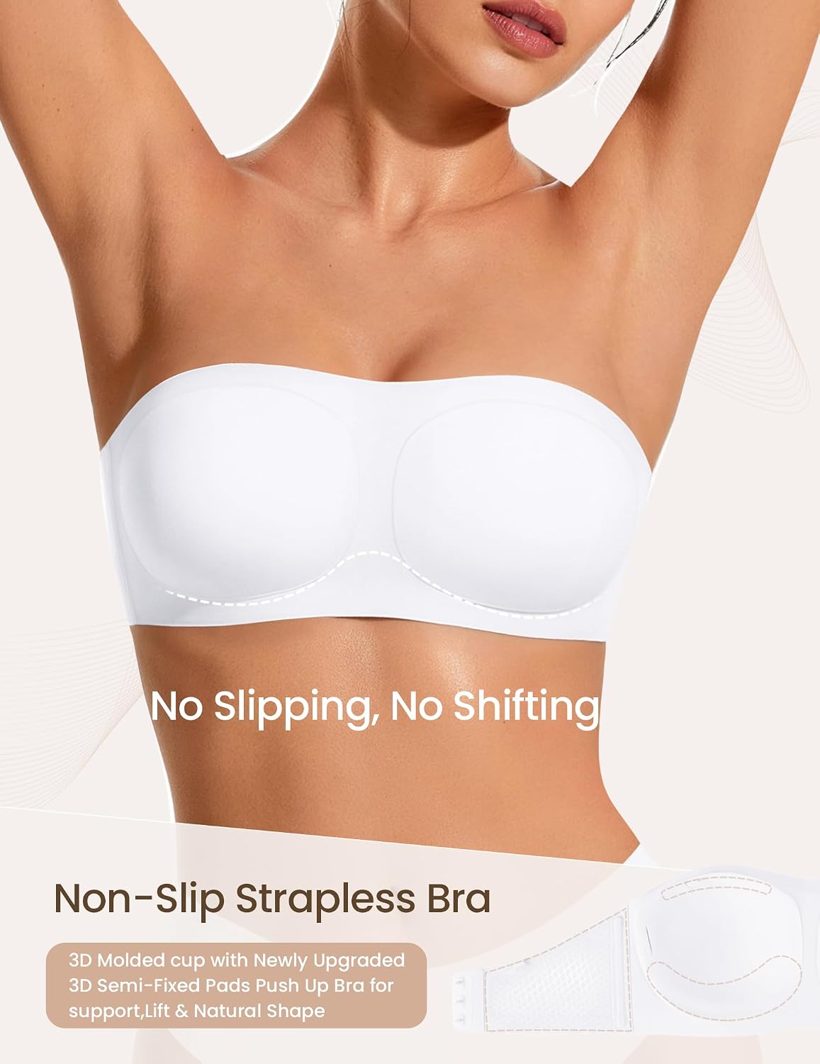 Detalle 2 de Avidlove Strapless Bandeau Bra, Wireless Padded Seamless Tube Top