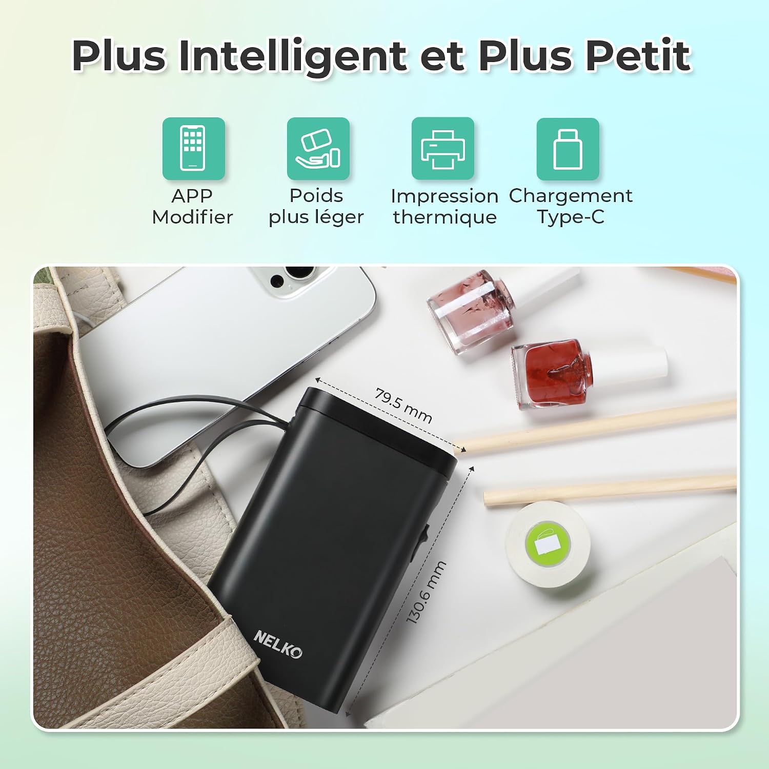 Detalle 2 de Nelko P21 draagbare Bluetooth-labelprinter, thermisch en monochroom