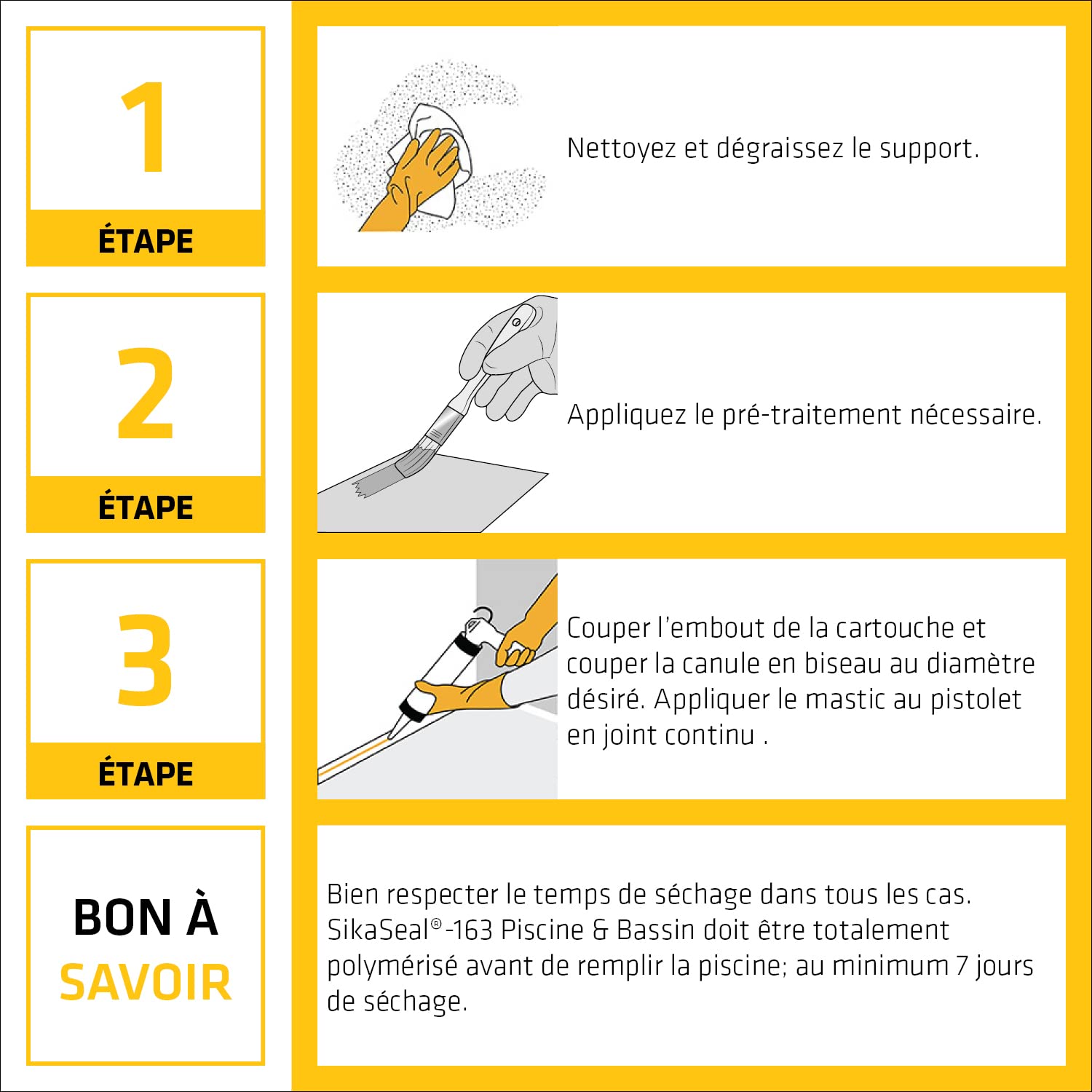 Thumbnail 3 de SikaSeal-163 Mastic Silicone spécial immersion – Jointoiement piscine et bassins blanc (300 ml) par SIKA