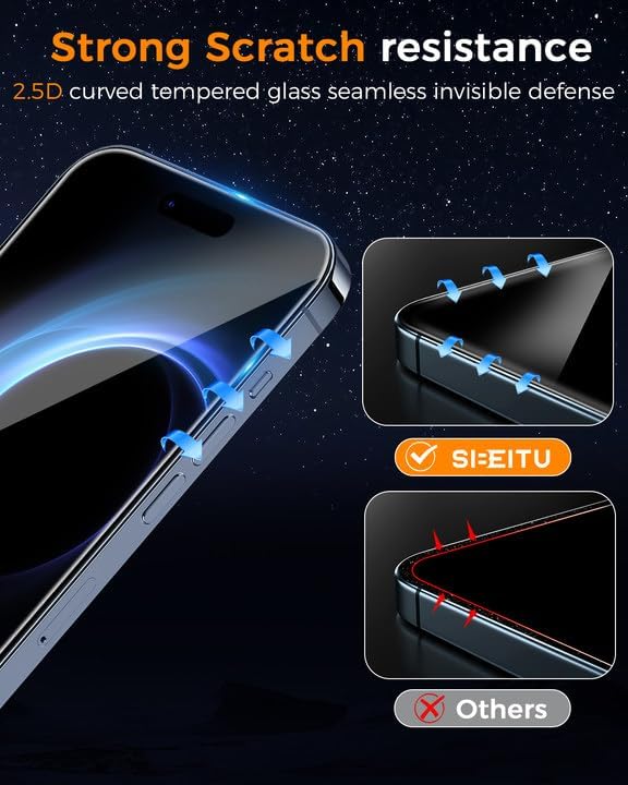 Detalle 2 de SIBEITU iPhone 17 Pro Max Screen Protector, 9H Glass, 3 Screen and Camera Covers