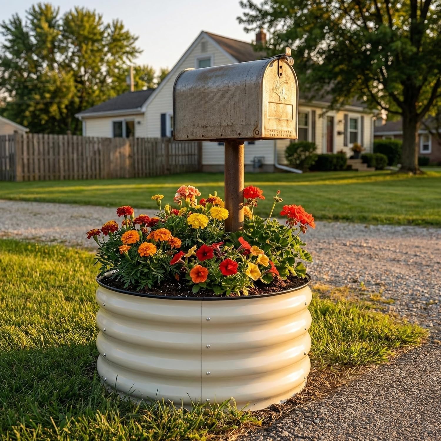 Thumbnail 6 de SnugNiture 3-Piece Round Galvanized Raised Garden Bed Kit, White, 2x2x1 ft