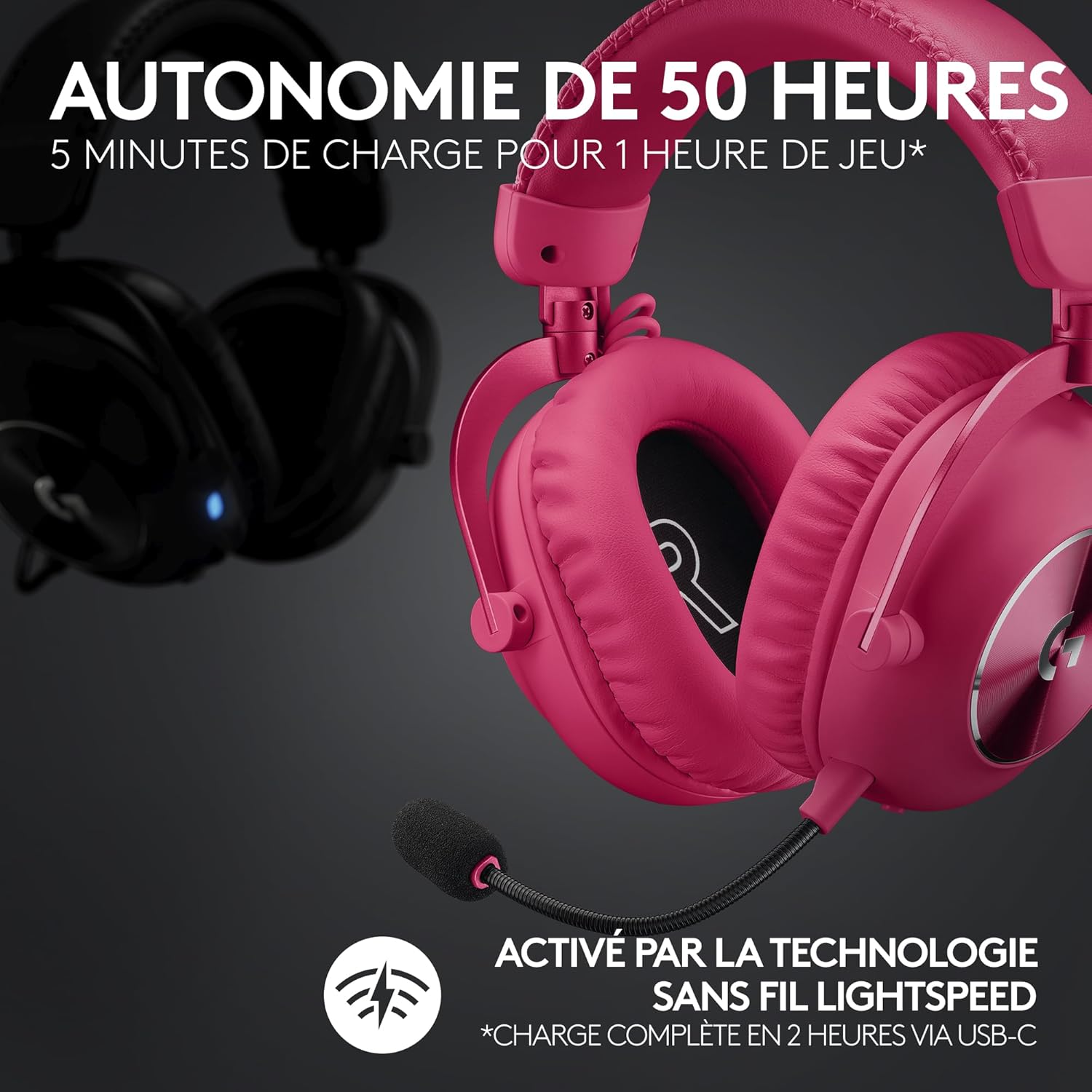 Detalle de Logitech G PRO X 2 LIGHTSPEED Casque audio – Magenta
