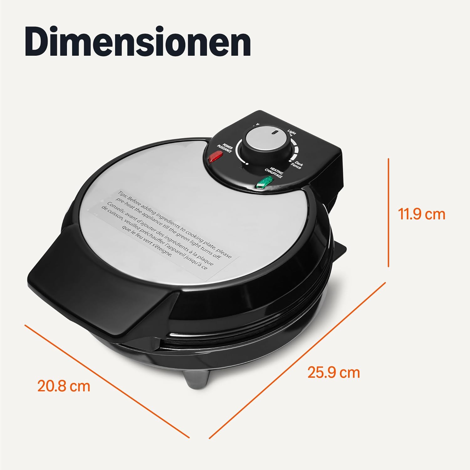 Thumbnail 4 de Amazon Basics Belgisches Waffeleisen 20 cm Keramik-Antihaftplatte