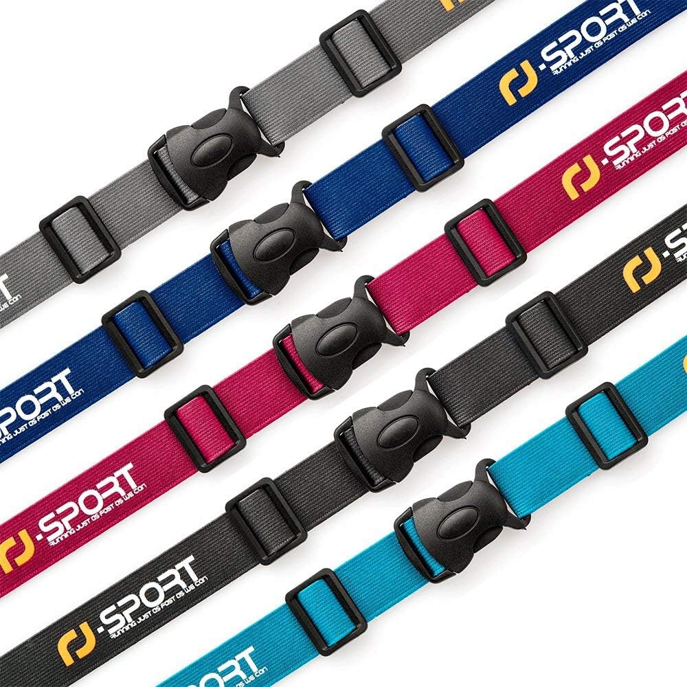 Detalle 2 de RJ-Sport Triathlon-Startnummernband als Laufgurt mit Nummernhalter & 6 Gel-Halter (schwarz)