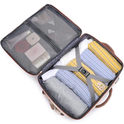 Detalle de WENIG Mochila de viaje cabina 40x30x20 cm con puerto USB para portátil 14" | Beige-marrón