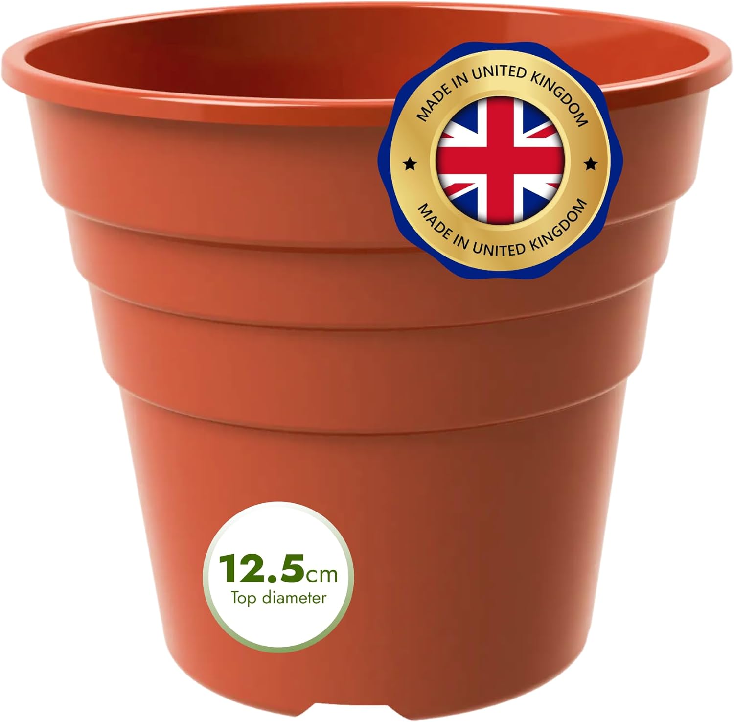 Thumbnail 1 de Happy Pots 12.5cm Gloss Terracotta Pack of 20 – UK-Made Reusable Plastic Planters