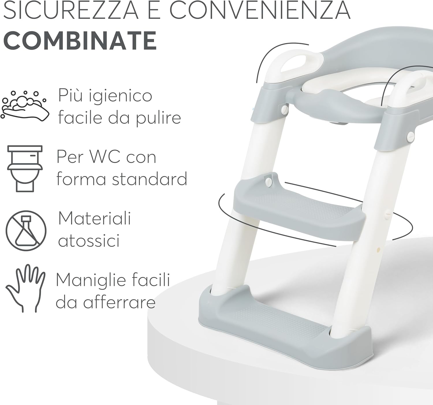 Detalle de KikkaBoo Riduttore WC bambini LEA con scaletta pieghevole - comfort e sicurezza per 12–60 mesi