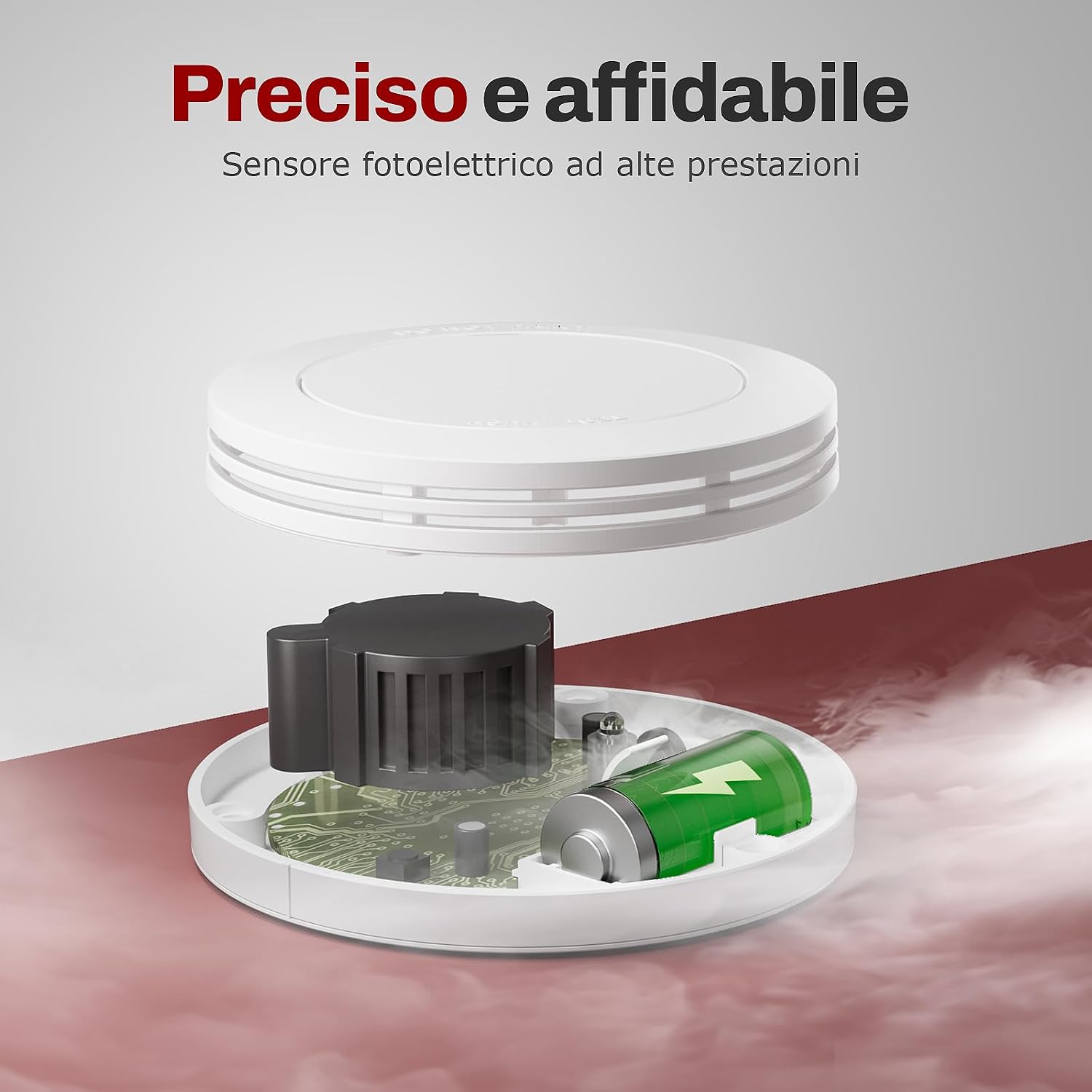 Detalle de Safeliveo Rilevatore di Fumo, Allarme Fumo 1 Pezzo, Batteria 10 Anni, EN 14604, 85 dB, senza LED lampeggiante, con cuscinetti adesivi