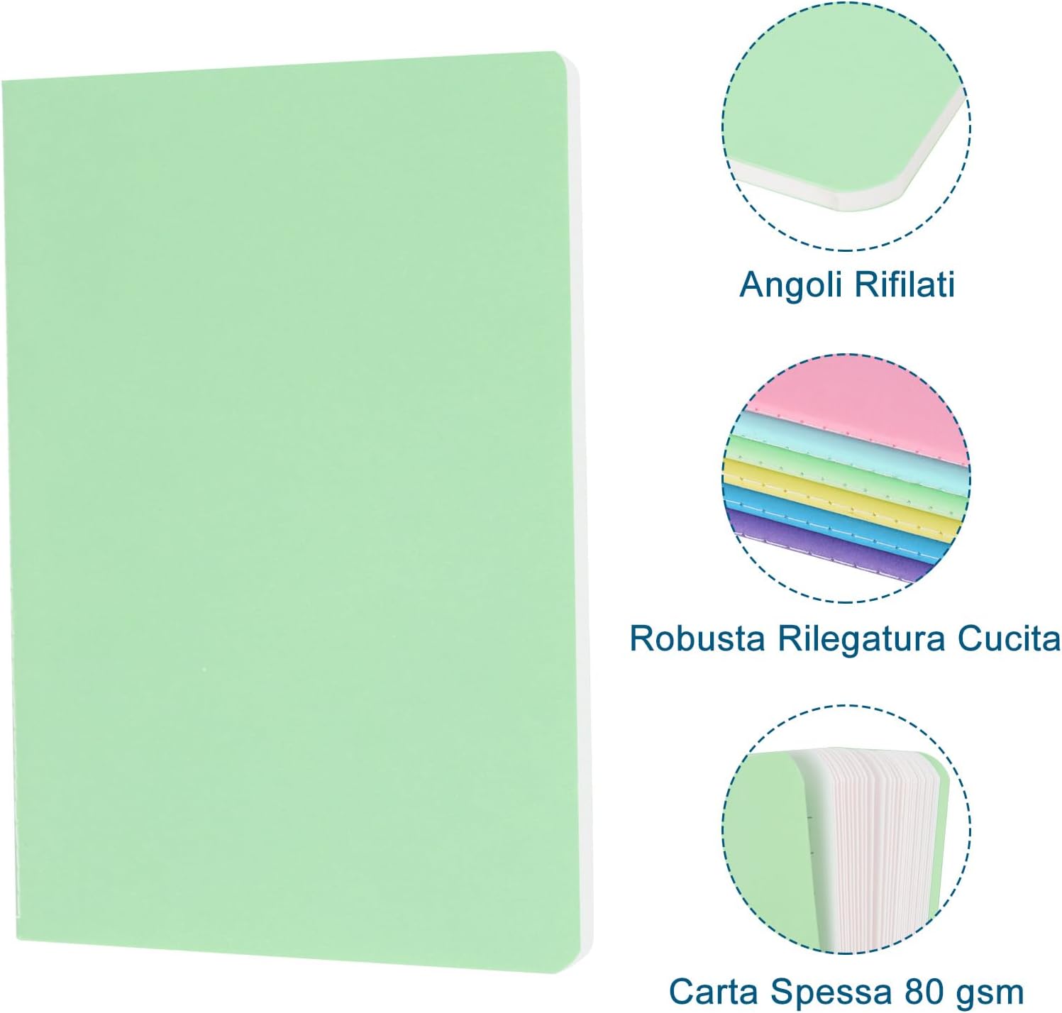 Detalle de ZCZN Quaderno Appunti A5 – Confezione da 12 quaderni, 60 pagine ciascuno
