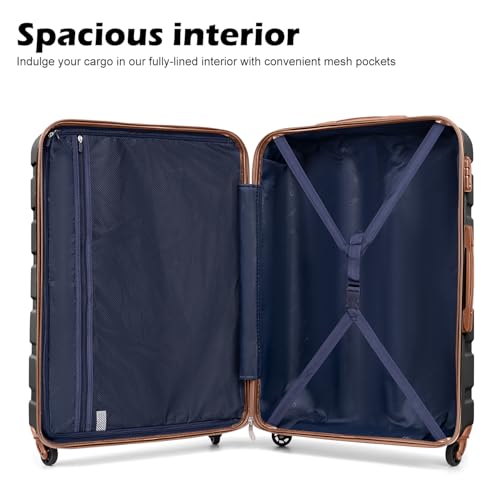 Detalle de Coolife Luggage Set: Lightweight 3-Piece Hardshell in Apricot Black