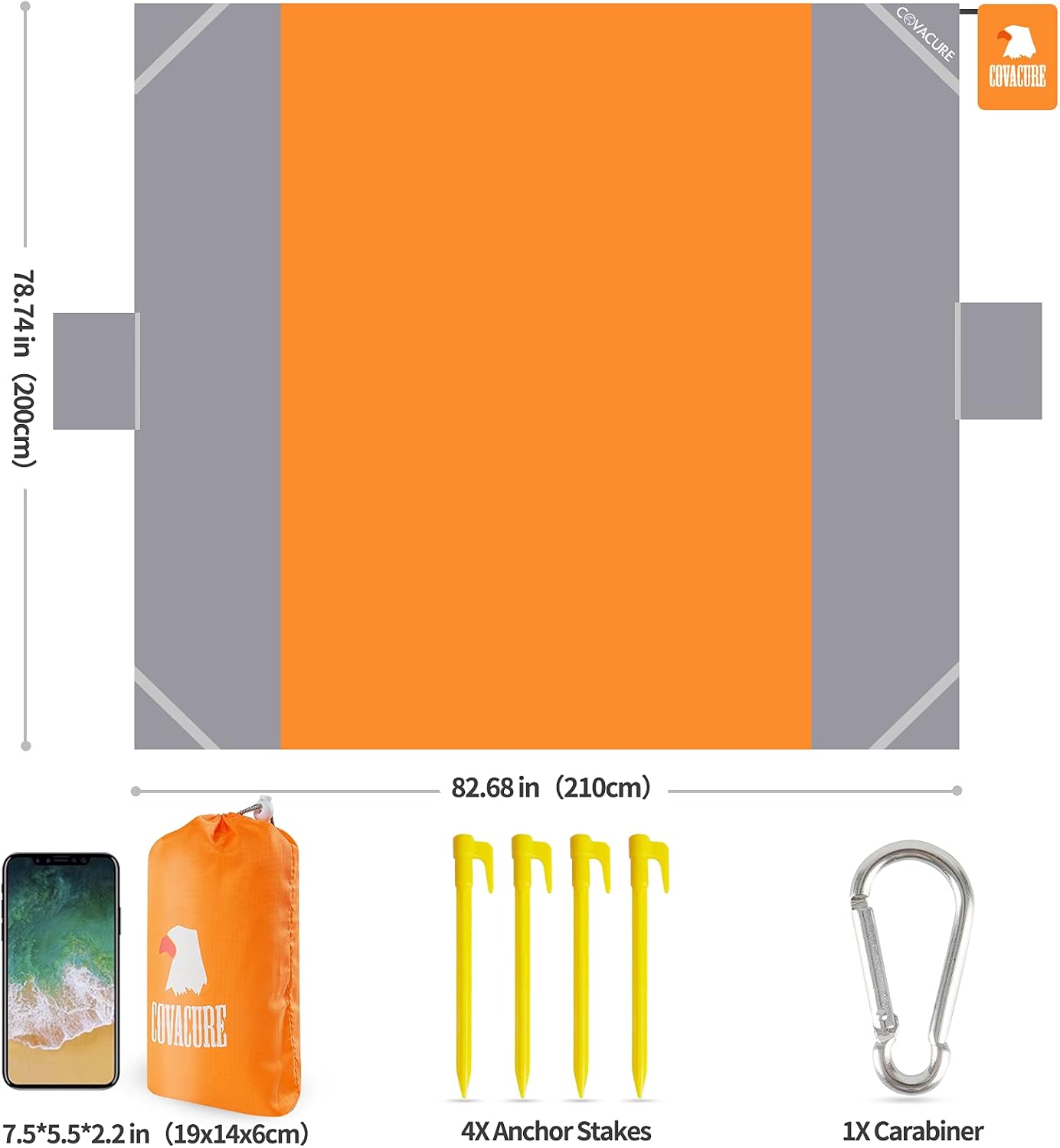 Detalle de COVACURE Beach blanket mat 210 x 200cm