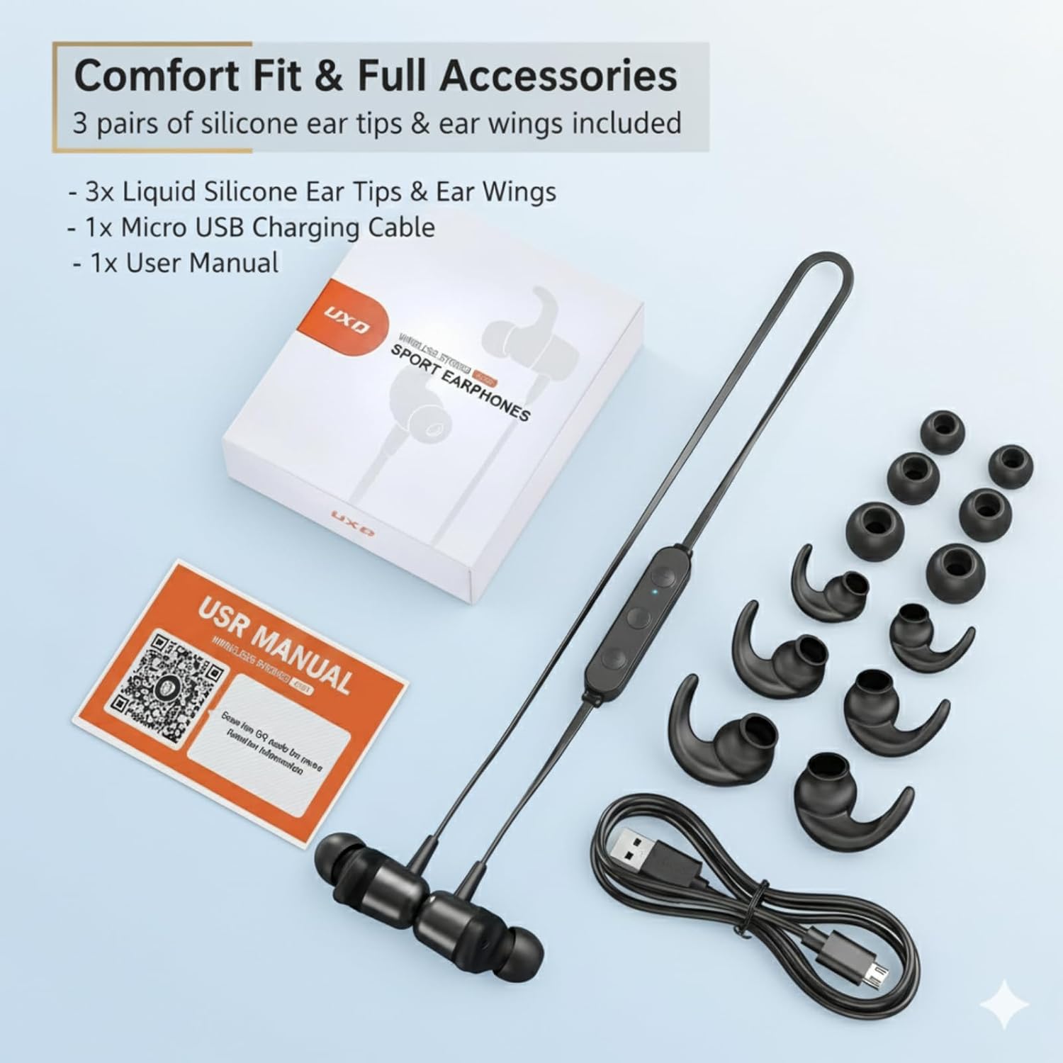 Thumbnail 6 de UXD Auricolari Bluetooth Sportivi: cuffie wireless leggere con 20 ore di autonomia e impermeabilità IPX7