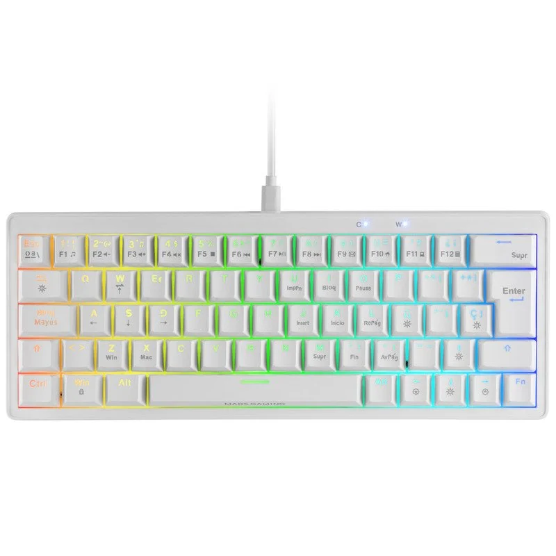 Detalle de Mars Gaming MKMINIPRO Teclado Mecánico RGB 60% con Switch Azul – Hot-Swap