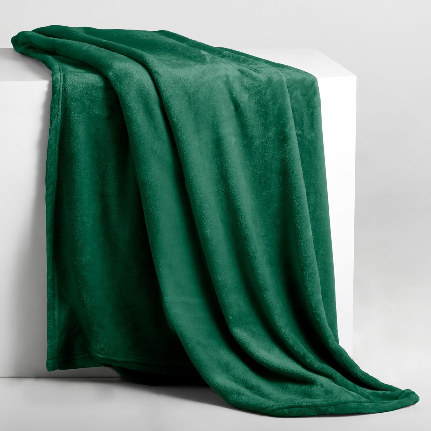 Thumbnail 1 de DecoKing Kuscheldecke 150x200 cm aus Microfaser – weich und vielseitig (Ivory/Flaschengrün)