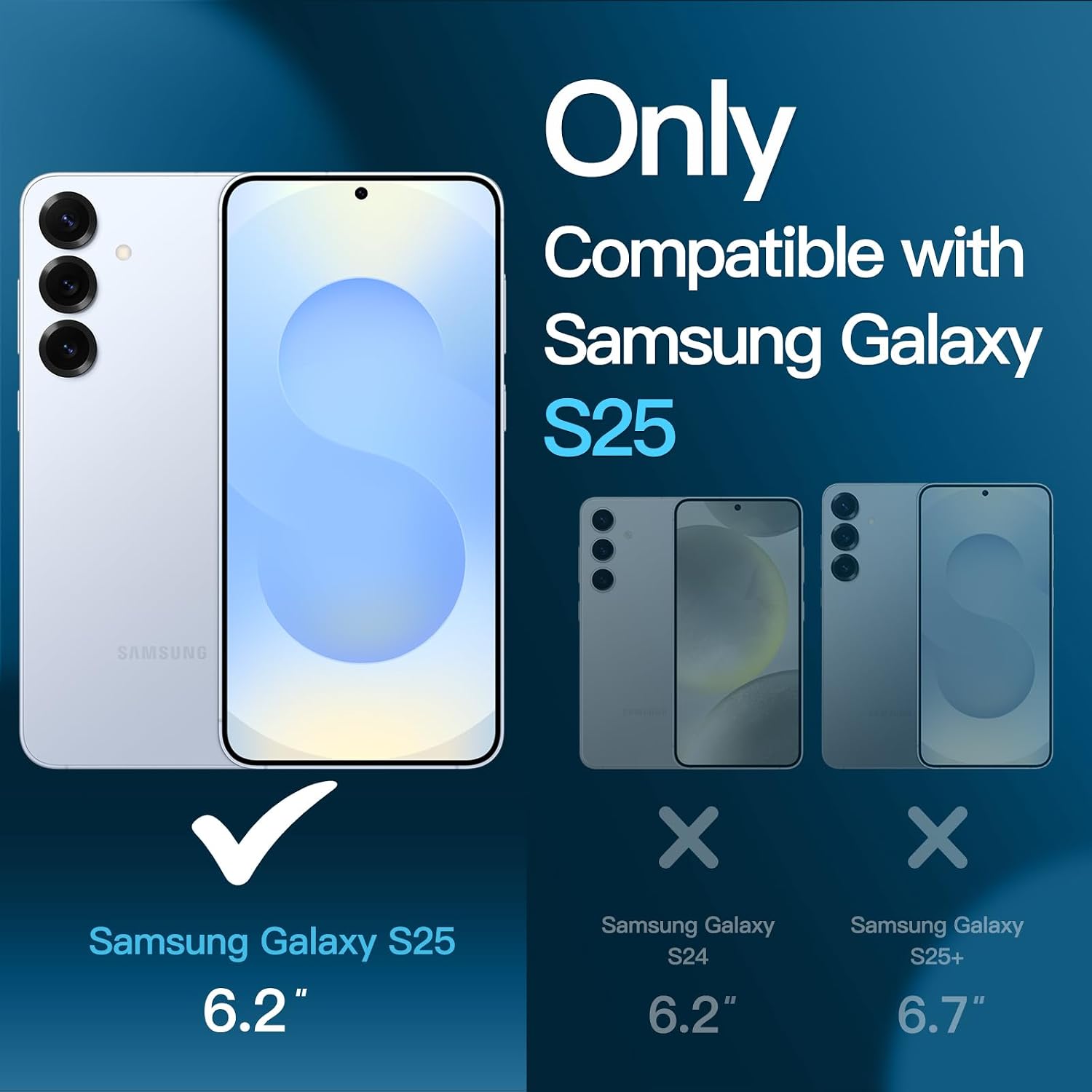 Detalle 2 de JETech Samsung Galaxy S25 5-i-1-skal, klart TPU/PC med glasskydd
