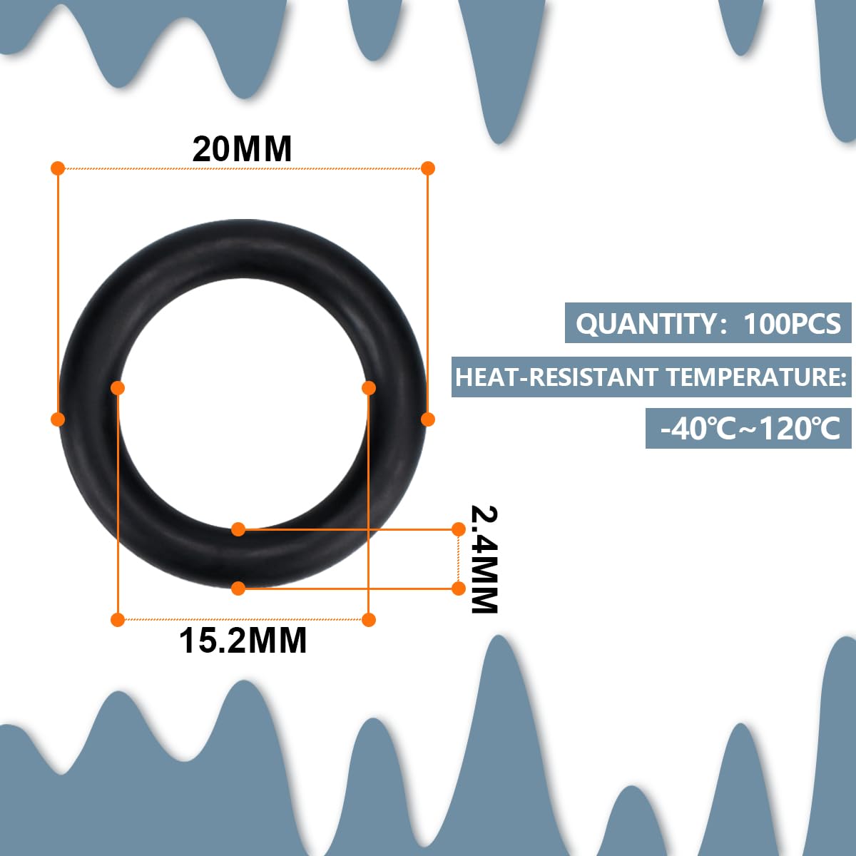 Thumbnail 1 de Innfeeltech O-Ringe 20 × 2,4 mm – 100 Stück Nitrilkautschuk Dichtungen für Küche, Bad und Waschmaschine
