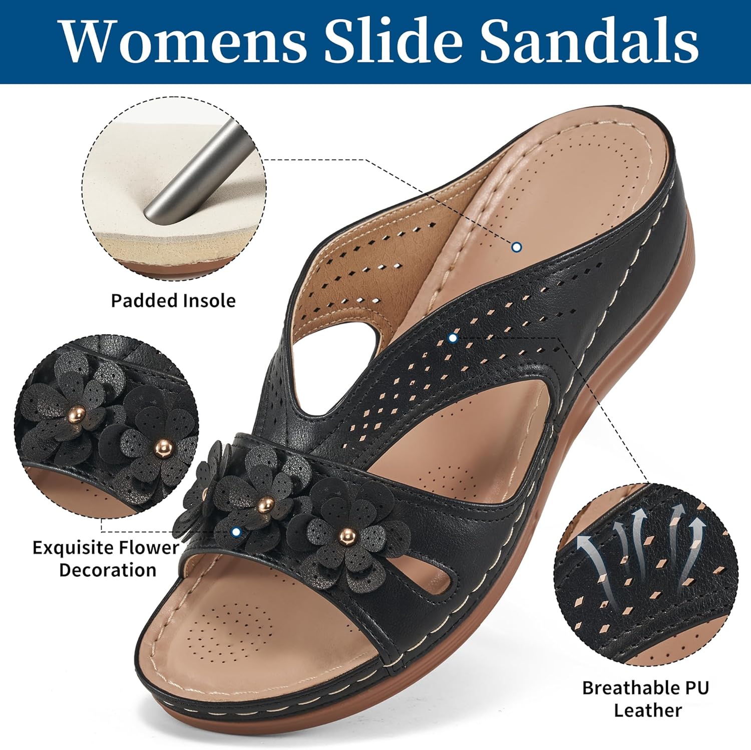 Thumbnail 3 de Ecetana Women's Wedge Sandals: Slip-On Dressy Memory Foam Platforms for Summer