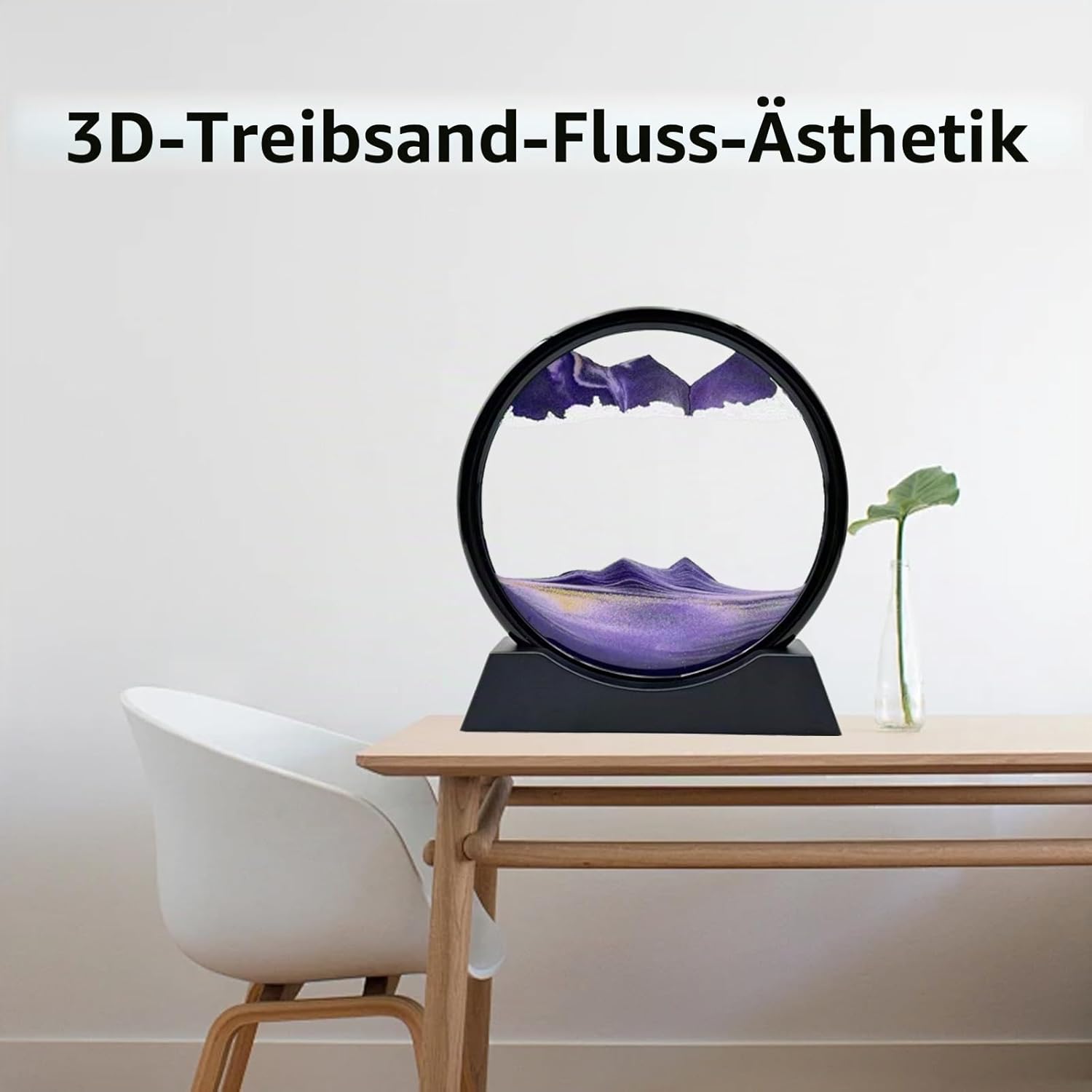 Detalle de AzureLeap Bewegliche Sandkunst – 17,8 cm rundes Glas-Sandbild für den Schreibtisch