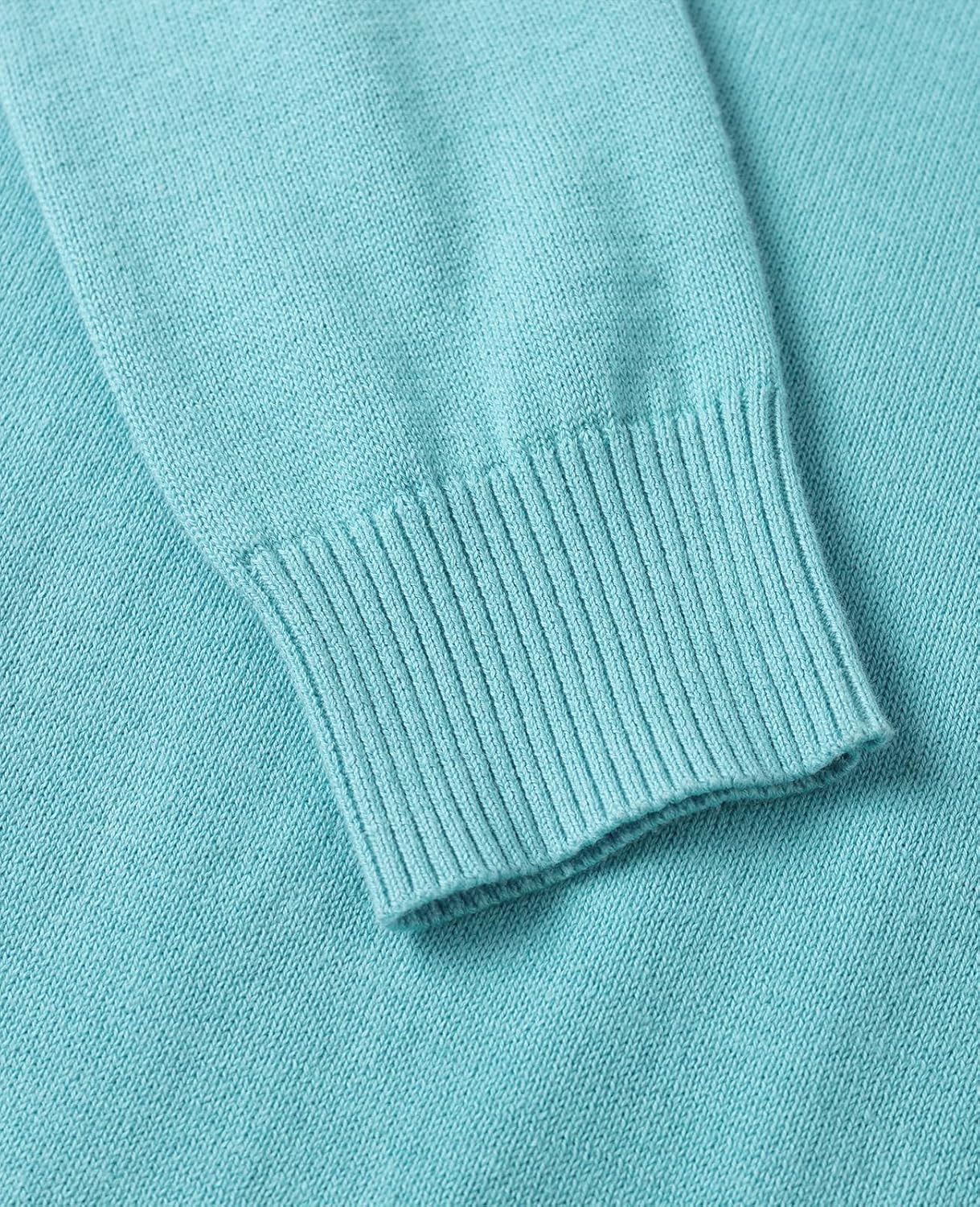 Detalle de QUALFORT Damen-Pullover aus 100% Baumwolle – leichter langärmeliger Basic-Strickpullover für Alltag und Büro