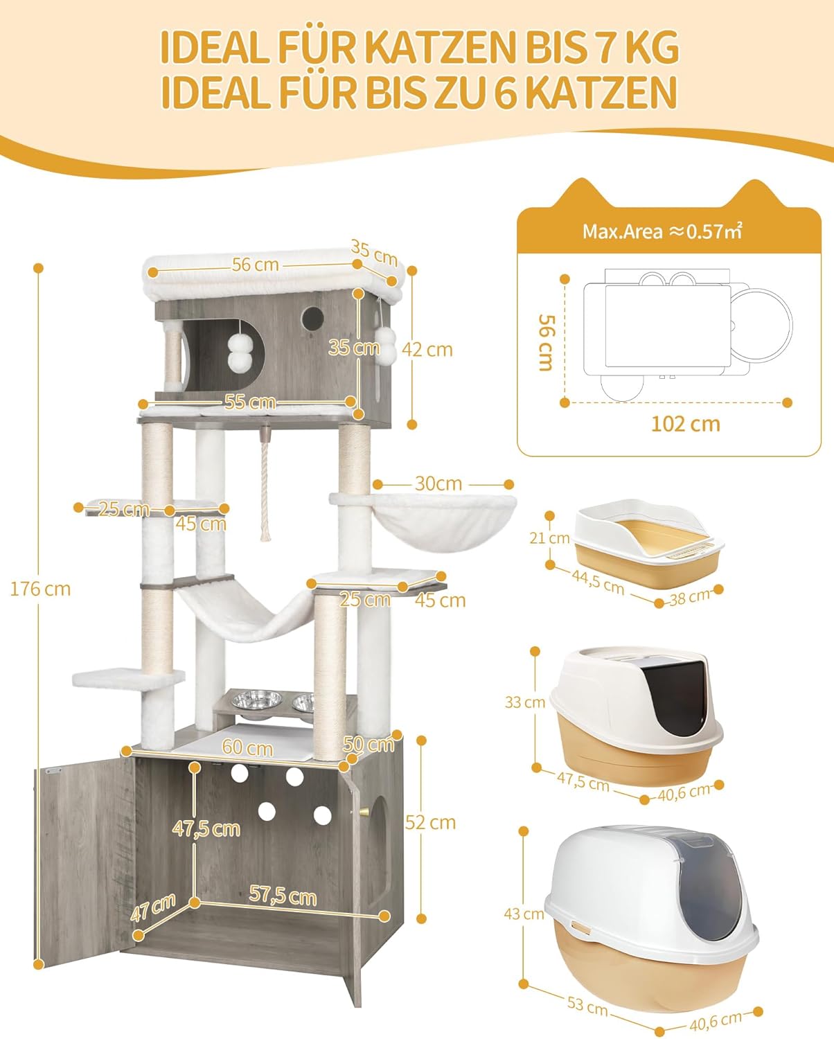 Thumbnail 1 de Hzuaneri Kratzbaum CB89105WT 176 cm