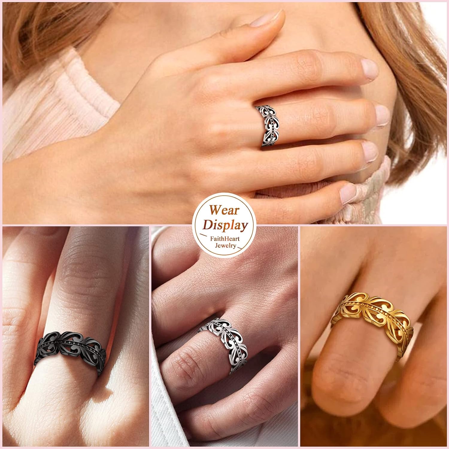 Thumbnail 6 de FaithHeart Bague Celtique Acier 54–72