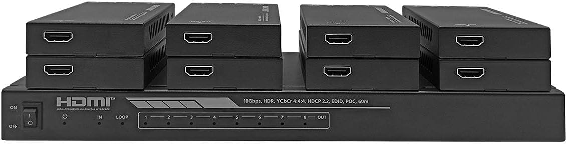 Thumbnail 2 de Monoprice Blackbird Series 4K HDMI 2.0 1x8 Splitter Extender Kit (up to 60 m, HDR, HDCP 2.2, PoC)