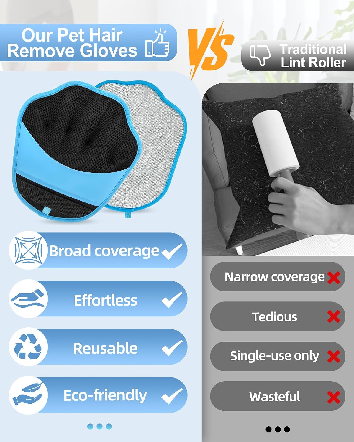 Thumbnail 6 de Lavendex 2PCS Pet Hair Removal Gloves – Electrostatic Grooming for Dogs and Cats