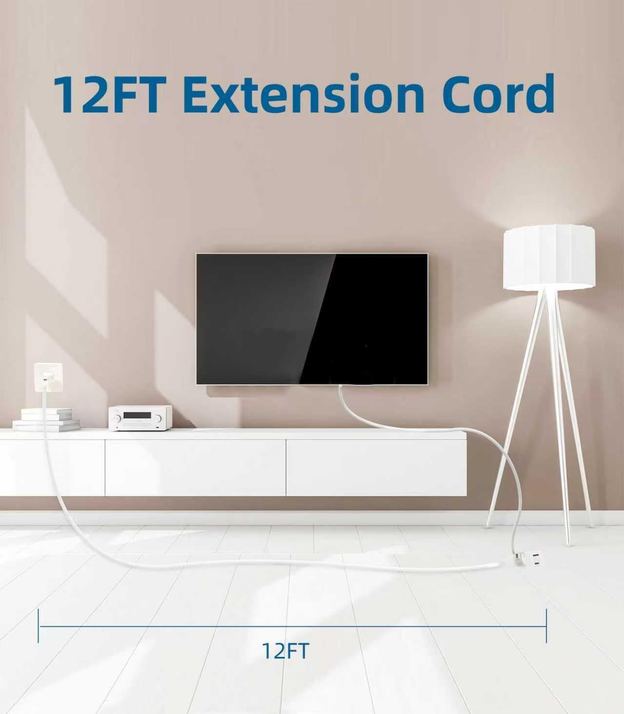 Thumbnail 6 de Tiffcofio MH-1013-12 Indoor Extension Cord, 12 ft, 3 Polarized Outlets