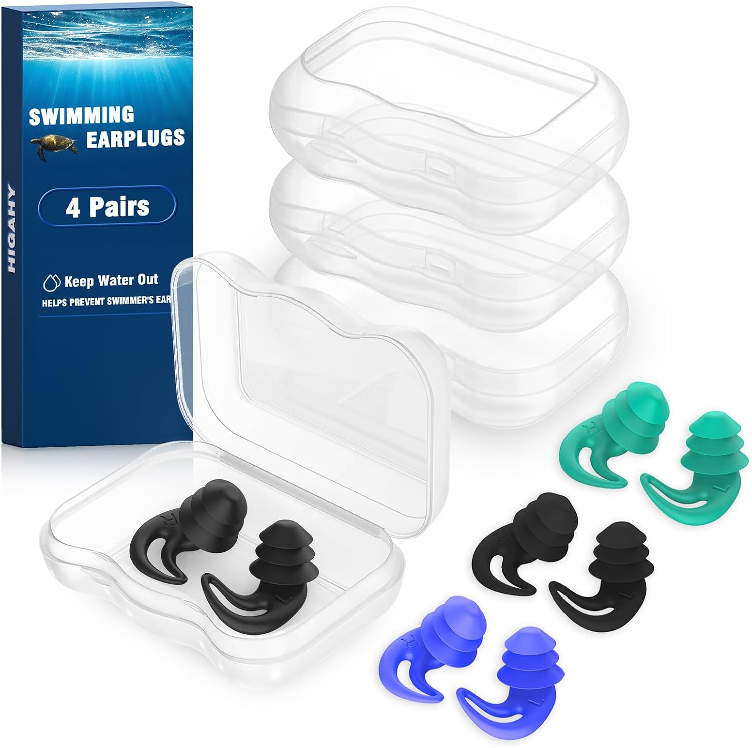 Thumbnail 6 de Swimming Ear Plugs - 4 Pairs Silicone Waterproof Ear Plugs for Surfing, Showering and Water Sports (Adults and Kids)