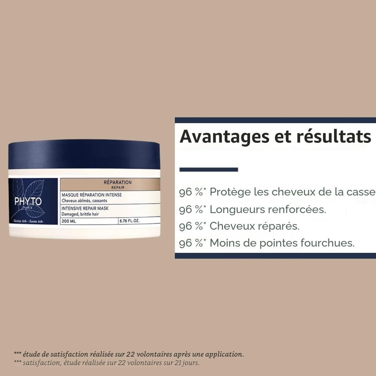 Detalle de Phyto Réparation Masque Réparation Intense 200 ml – Cheveux abîmés et cassants