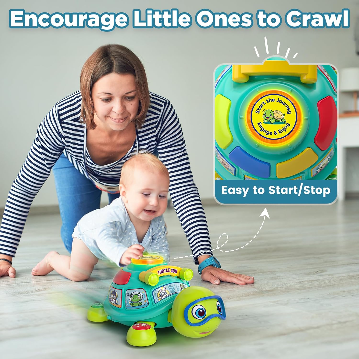Thumbnail 2 de Musical Crawling Turtle Toy for Babies (3–12 Months) – Light-up, Bilingual Learning Fun