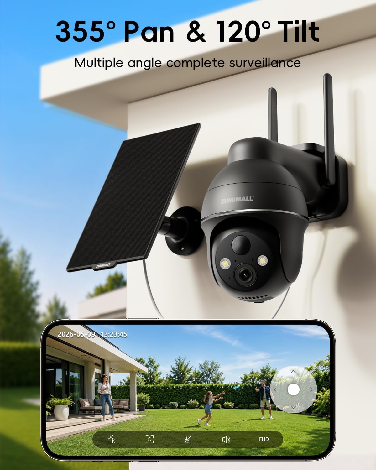 Detalle de ZUMIMALL Solar Security Camera, 2K