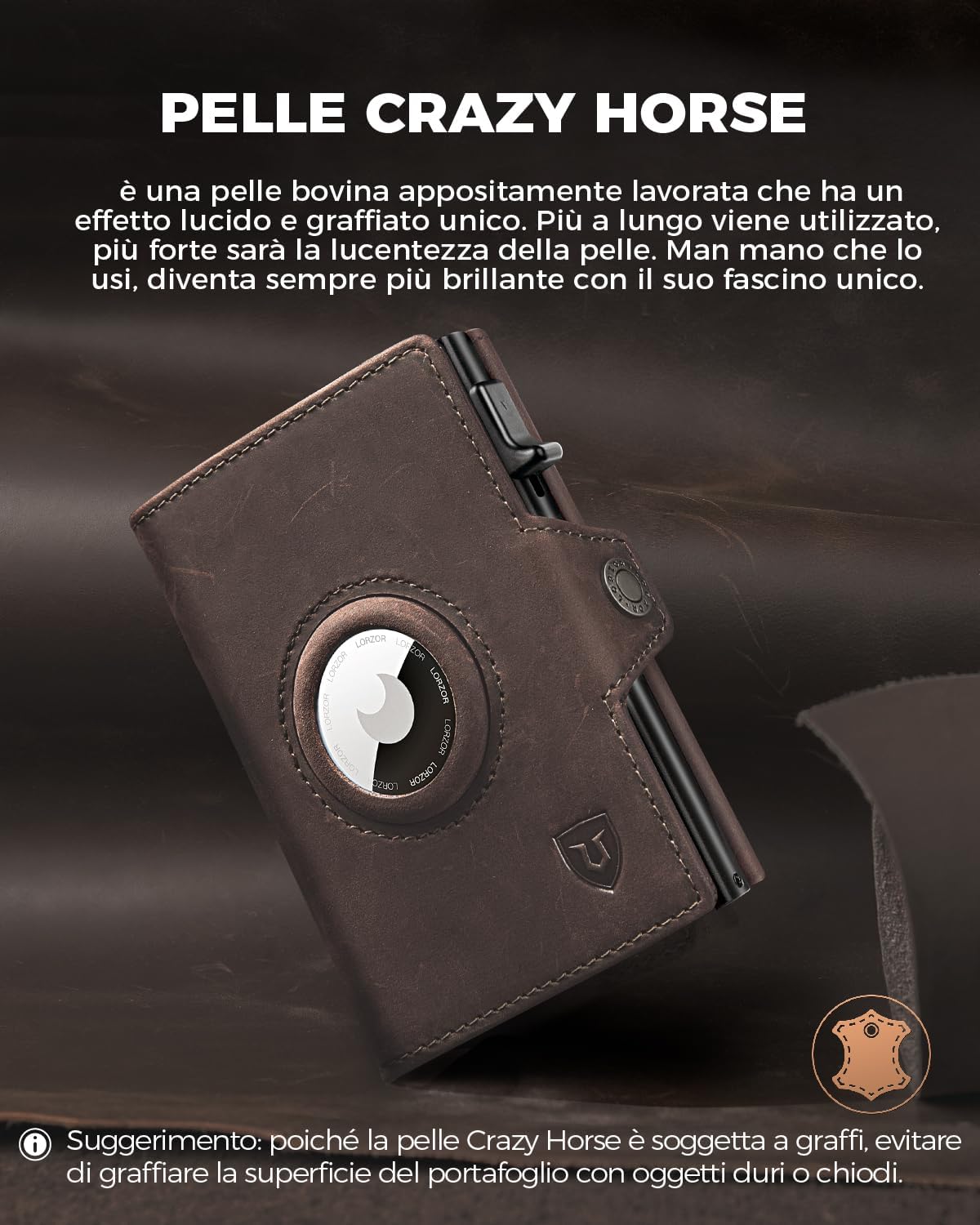Detalle 1 de LORZOR Portafoglio Airtag Slim 9,6x6,5x2 cm